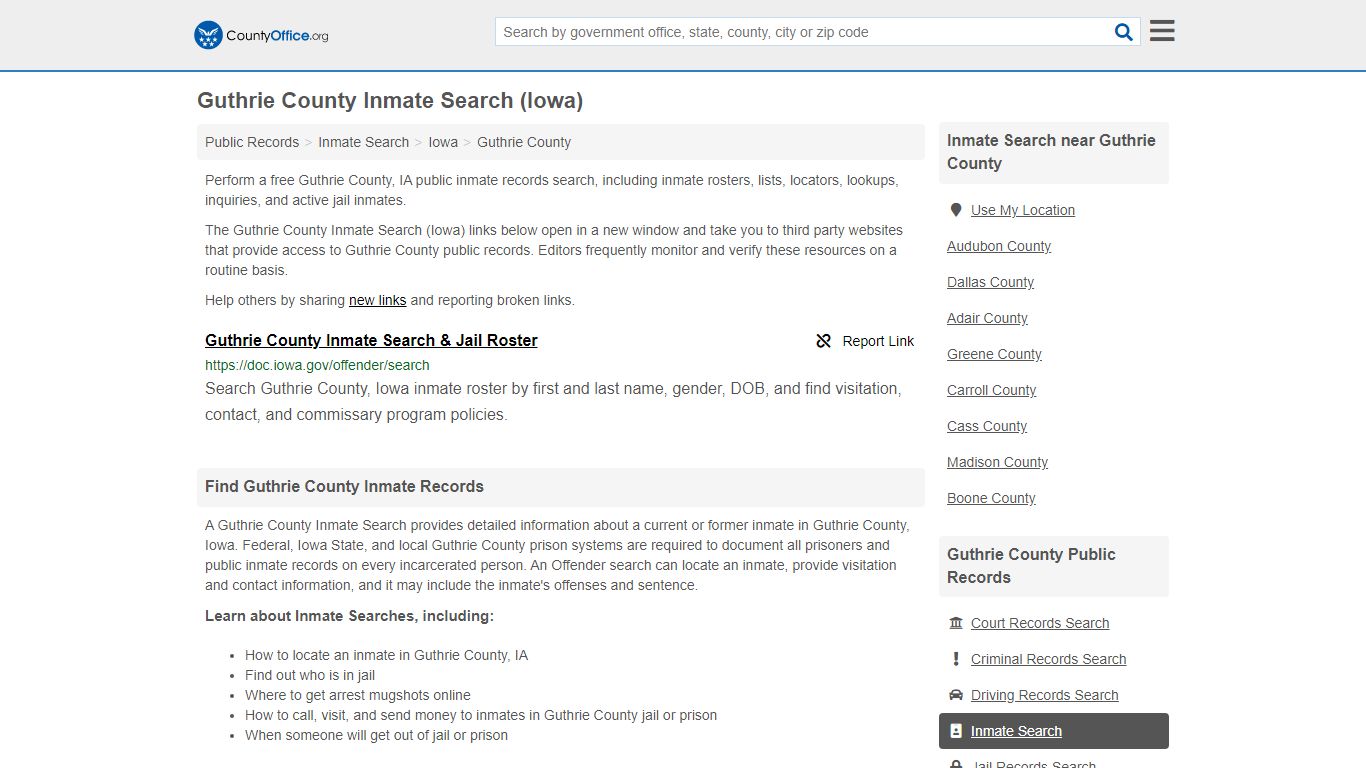 Inmate Search - Guthrie County, IA (Inmate Rosters & Locators)