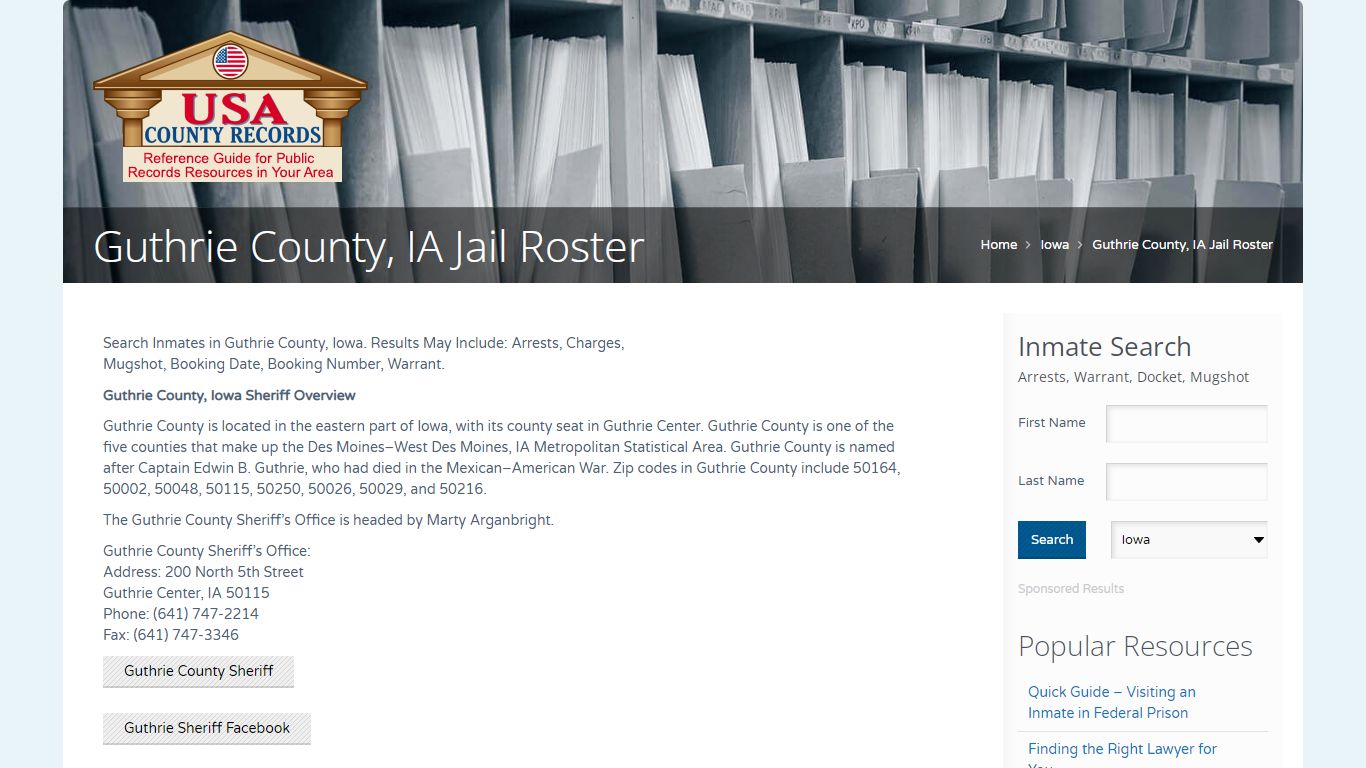 Guthrie County, IA Jail Roster | Name Search