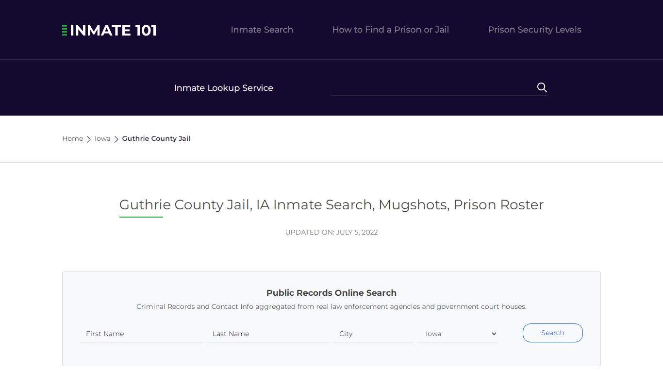 Guthrie County Jail, IA Inmate Search, Mugshots, Prison ...