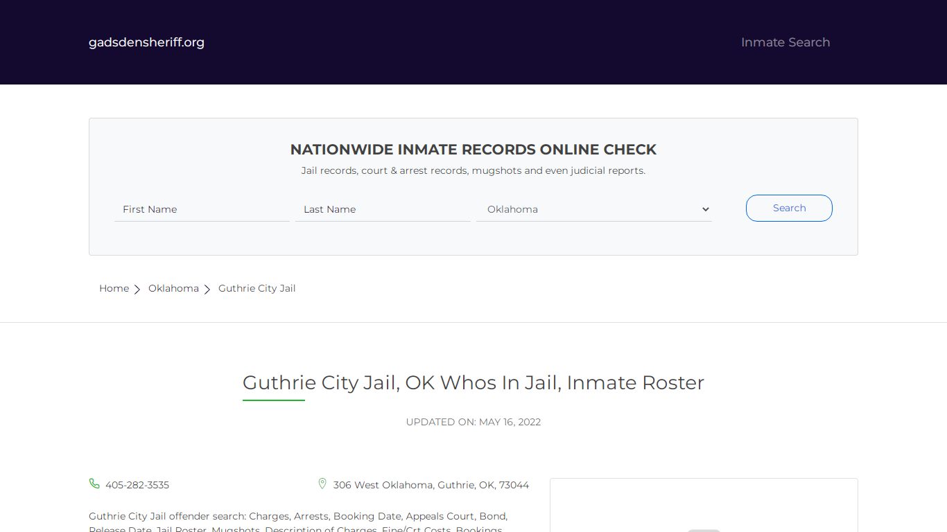 Guthrie City Jail, OK Inmate Roster, Whos In Jail
